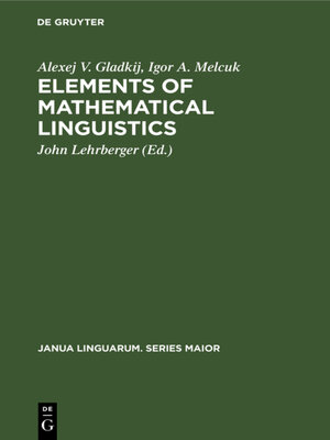 cover image of Elements of Mathematical Linguistics